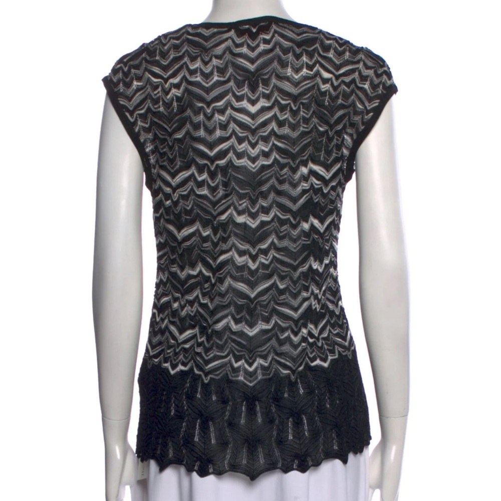 Vintage 2000’s Missoni V Neck Sleeveless Blouse size 44 US 8 Medium Black White - Picture 10 of 10